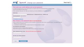 Change your password - BT.com