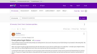 Solved: Email yahoo login failure - BT Community