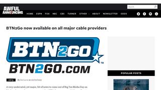 BTN2Go now available on all major cable providers - Awful Announcing