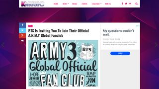 BTS Is Inviting You To Join Their Official A.R.M.Y Global Fanclub | The ...