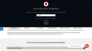 BTSE Bihar Talent Search Examination 2018 | Learning with Vodafone