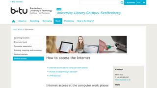 Online access : University Library Cottbus–Senftenberg - BTU Cottbus ...