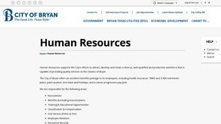 Human Resources – City of Bryan, Texas