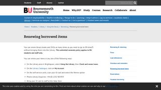 Renewing borrowed items | Bournemouth University