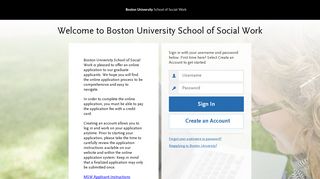 BU-SSW | Applicant Login Page