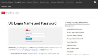 BU Login Name and Password | Study Abroad: Madrid