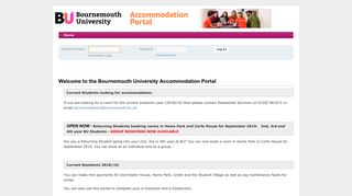 the Bournemouth University Accommodation Portal