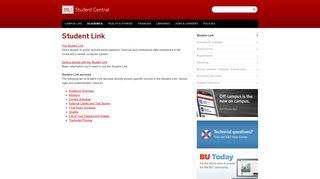 Student Link » Student Central | Boston University
