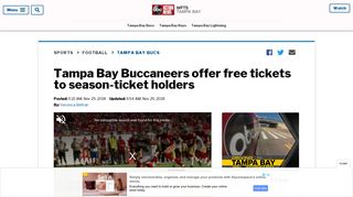 Tampa Bay Buccaneers offer free tickets to season-ticket holders