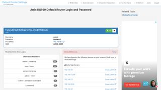 Arris DG950 Default Router Login and Password - Clean CSS