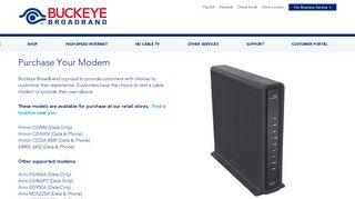 Buckeye Broadband - Supported Modem List