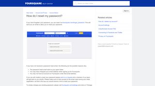 How do I reset my password? – Help Center - Foursquare