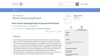 Three Common Radiological Signs of Intrauterine Fetal Death - Soo ...