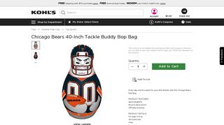 Chicago Bears 40-Inch Tackle Buddy Bop Bag - Kohl's