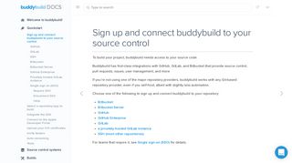 Sign up and connect buddybuild to your source code repository ...