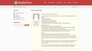 Topic: Setting up Login page · BuddyPress.org