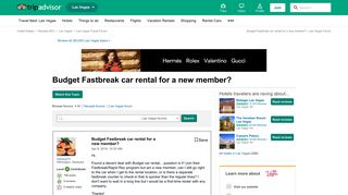 Budget Fastbreak car rental for a new member? - Las Vegas Forum ...