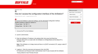 How do I access the configuration interface of the AirStation? - Details ...