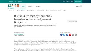 Buffini & Company Launches Member Acknowledgement Program