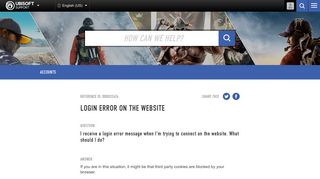 Login Error on the website - Ubisoft Support