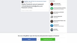 Weekly Facebook account password... - BugMeNot- login with these ...