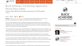 Buick Achievers Scholarship Application Period Now Open
