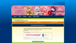 Bearville Insider Forum - Lost Password Recovery Form