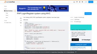 PHP Login/Register system using MVC - Stack Overflow