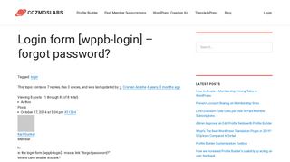Login form [wppb-login] - forgot password? - Cozmoslabs
