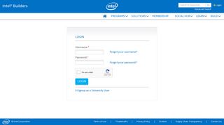 Intel® Builders - Login - Enter your details