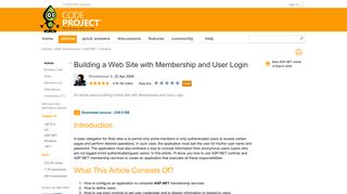 Building a Web Site with Membership and User Login - CodeProject