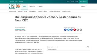 BuildingLink Appoints Zachary Kestenbaum as New CEO