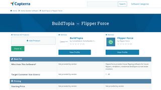 BuildTopia vs Flipper Force - 2019 Feature and Pricing Comparison