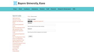 User account | Bayero University, Kano
