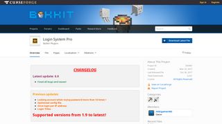 Overview - Login System Pro - Bukkit Plugins - Projects - Bukkit