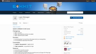 Overview - Login Manager - Bukkit Plugins - Projects - Bukkit