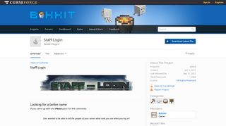 Overview - Staff-Login - Bukkit Plugins - Projects - Bukkit