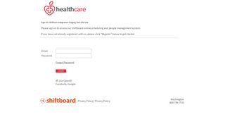 Welcome to Bullhorn Integration Staging Test Site Shiftboard Login Page