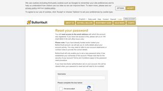 Reset your password - BullionVault