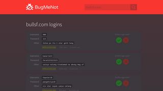 bullsf.com passwords - BugMeNot