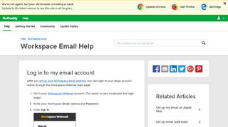 Log in to my email account | Workspace Email - GoDaddy Help US