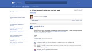 im having problems connecting thru fb to apps | Facebook Help ...