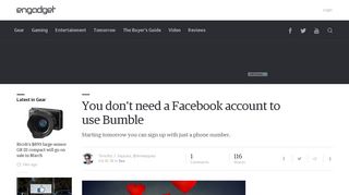 You don't need a Facebook account to use Bumble - Engadget