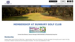 Membership at Bunbury Golf Club