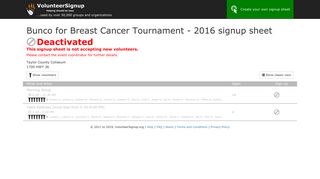 VolunteerSignup - Online volunteer signup sheets - Bunco for Breast ...