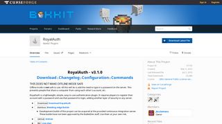 Overview - RoyalAuth - Bukkit Plugins - Projects - Bukkit