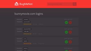 bunnymovie.com passwords - BugMeNot