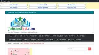 BUP Admission Admit Card Download 2018 - Jobs Test bd