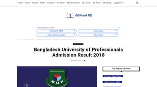 Bangladesh University of Professionals Admission Result 2018 bup ...