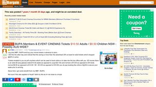 BUPA Members & EVENT CINEMAS Tickets $10.50 Adults / $8.50 ...